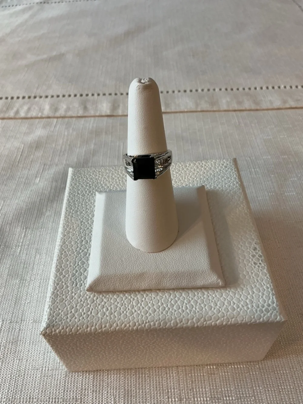 Black Agate Silver Tone Ring
